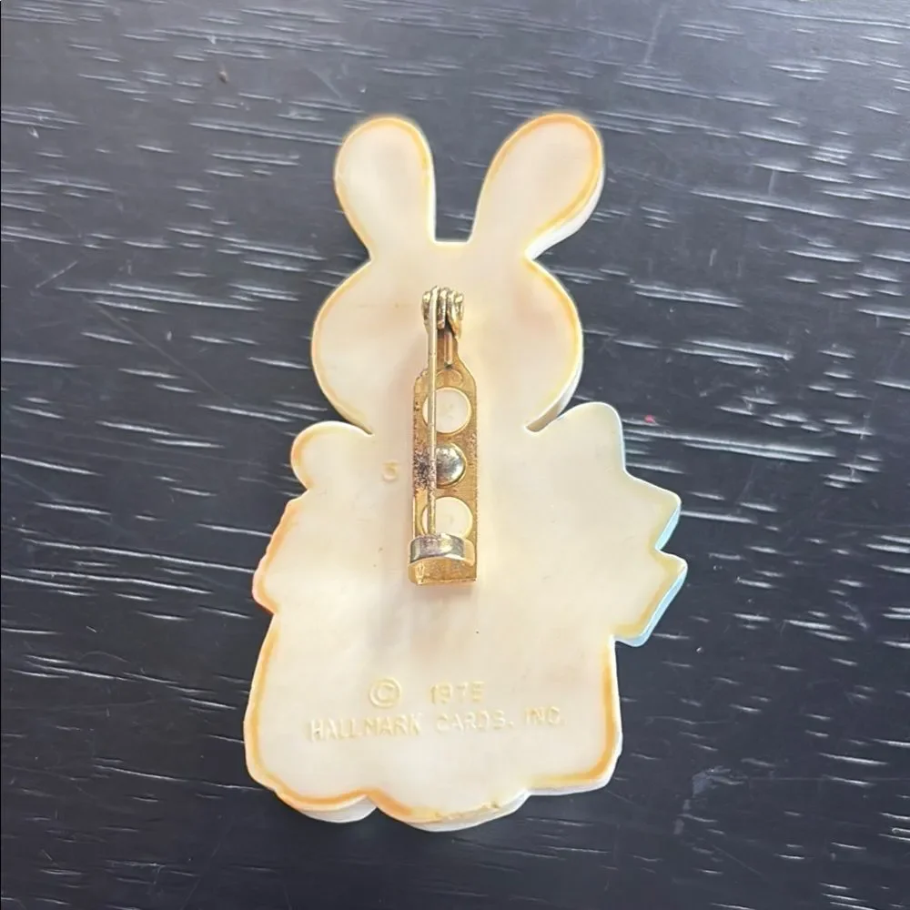 Vintage Hallmark Bunny  with Basket Pin Brooch